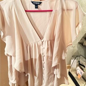 Express Women's Cream Ruffle Blouse